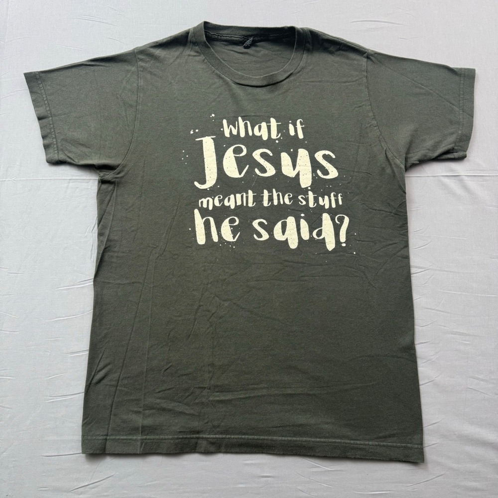 Tultex Sermon on the Mount Graphic T-Shirt Mens Medium Gray Matthew 5-7 Jesus